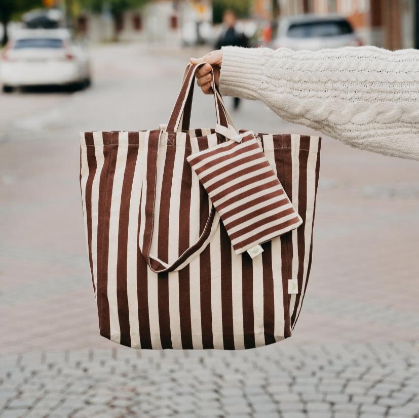 OMOM Ekologisk Tygkasse / Tote bag ORIGINAL - Randig BRUN