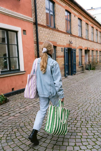 OMOM Ekologisk Tygkasse | Tote bag ORIGINAL - Randig GRÖN