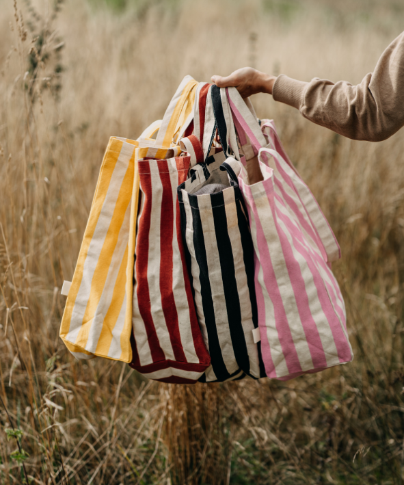 OMOM Ekologisk Tygkasse | Tote bag ORIGINAL - Randig GUL