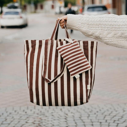 OMOM Ekologisk Tygkasse / Tote bag ORIGINAL - Randig BRUN