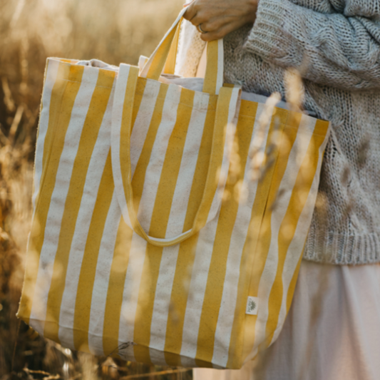 OMOM Ekologisk Tygkasse | Tote bag ORIGINAL - Randig GUL