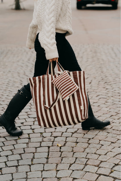 OMOM Ekologisk Tygkasse / Tote bag ORIGINAL - Randig BRUN